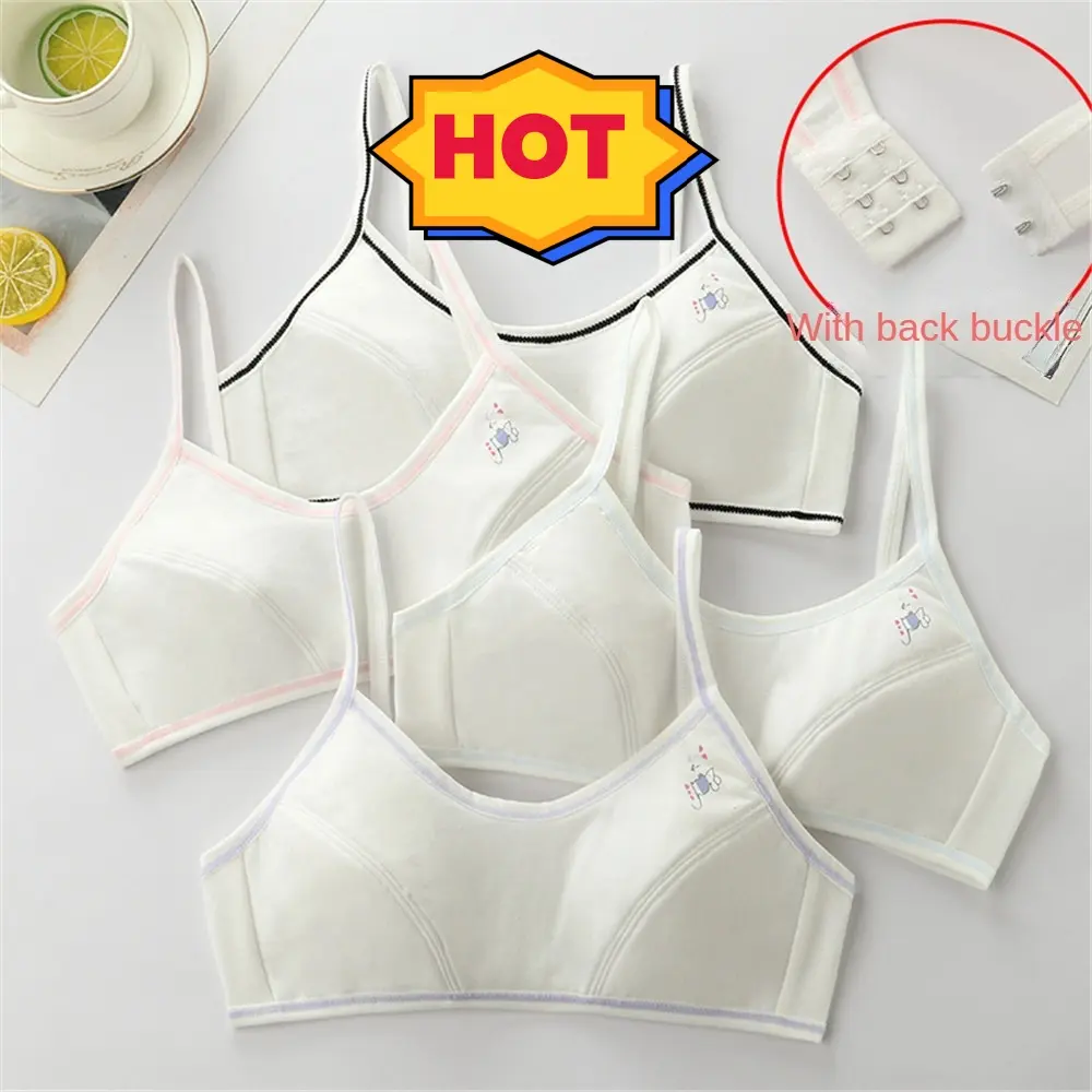 Đồ lót nữ mới cho năm 2024, thích hợp cho học sinh trung học cơ sở, chất liệu cotton nguyên chất, thoải mái, không gọng, áo hai dây nữ