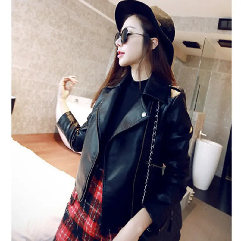 Quần Áo Nữ, Bộ Sưu Tập Mùa Xuân Và Mùa Thu Mới, Da, Dáng Ôm, Phong Cách Hàn Quốc, Dáng Ngắn, Áo Khoác Da Pu Nhỏ Xe Máy, Áo Khoác Cỡ Lớn G, 2024 3