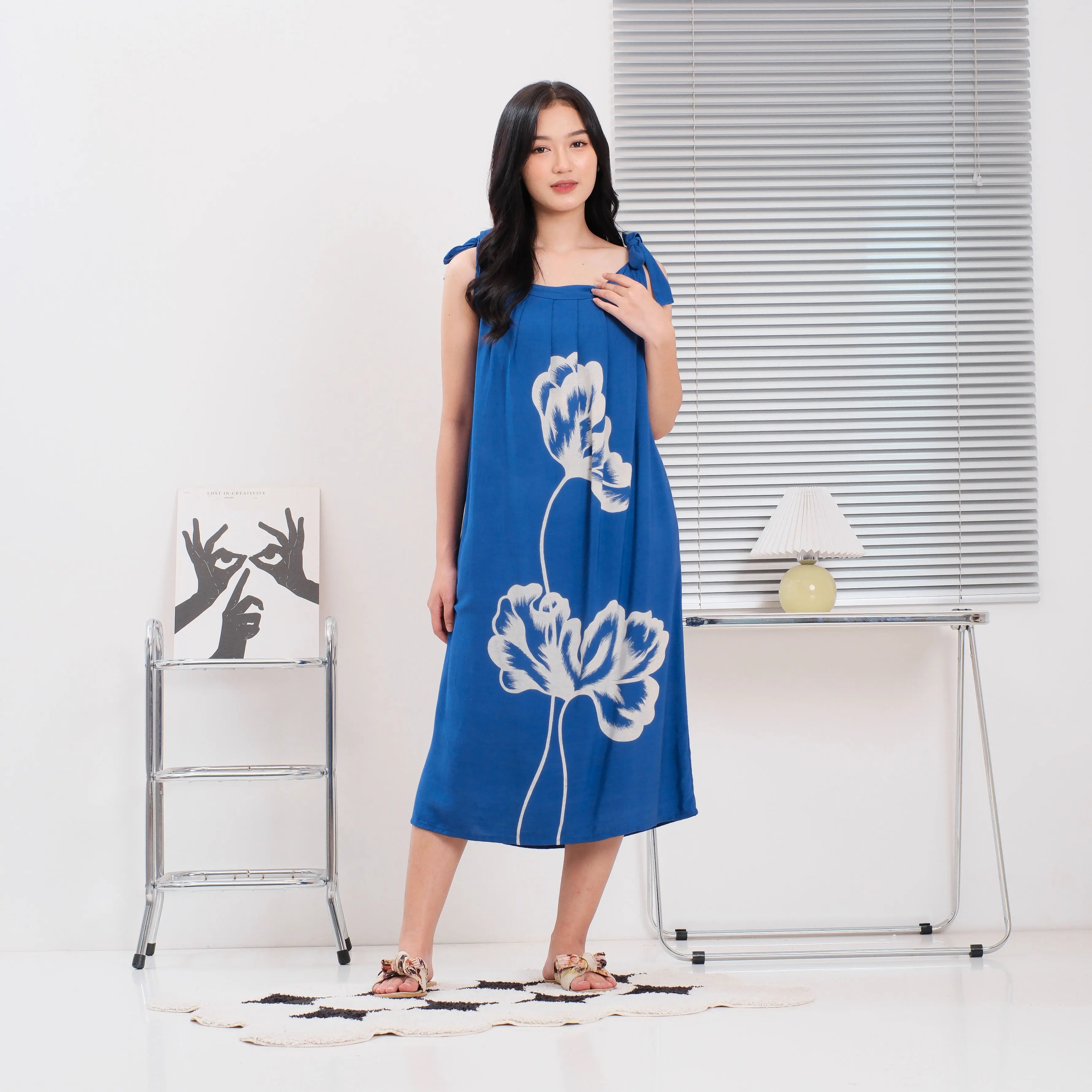 RDP Dress Bella - Daster Rayon Midi Tali Pundak Busui Friendly Ld 120
