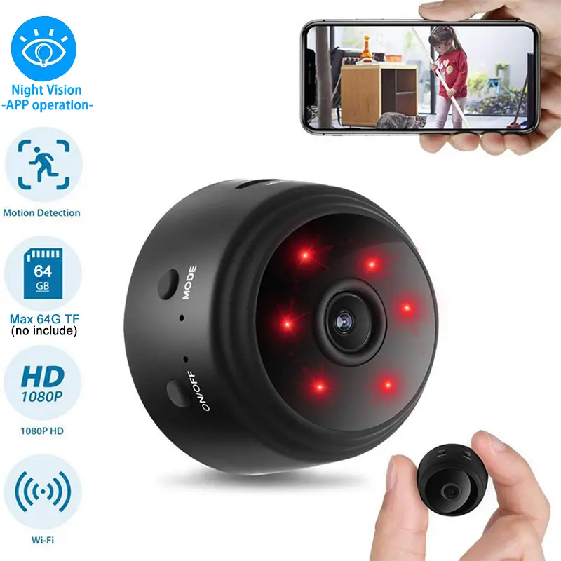 SKSTECH Mini Camera Original 1080P IP Camera Smart Battery Security Magnetic Wireless Camcorder Surveillance Wifi Camera Hidden Card Cable 360 camera Charging Connection