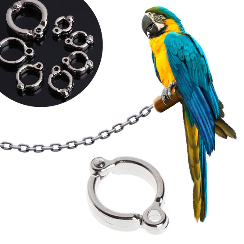 Product Introduction of Bird Foot Rings Metal Parrot Leg Ring Outdoor Fly Training Active Opening Clip Accessories for Small Medium Large Birds 40