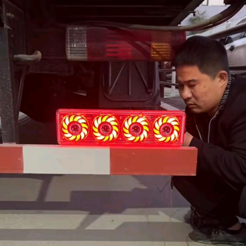  Đèn led hậu 4 mắt tròn cho xe tải ben đầu kéo đa chức năng sáng   1 cặp  