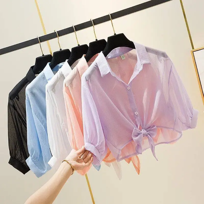 Quần Áo Chống Nắng Mùa Hè, Áo Cardigan Ngoài Nữ, Vải Voan Dễ Phối Đồ Khăn Choàng Nhỏ Ngắn Và Mỏng, Áo Vest, Với Dây Treo Dài, Thích Hợp Cho Mùa Hè, Bán Chạy Với Giá Khuyến Mãi