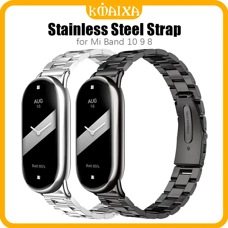 [Tali Jam Tangan]Metal Strap for Xiaomi Mi Band 10 9 8 / NFC Stainless Steel Replacement Band Adjustable Watchband Bracelet Belt Accessories for Smartwatch Miband 10 9 8