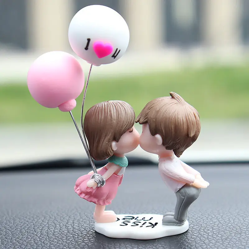 Car Decoration Cute Cartoon Couples Action Figure Figurines Balloon Ornament Auto Interior Dashboard Accessory For Girls Gifts