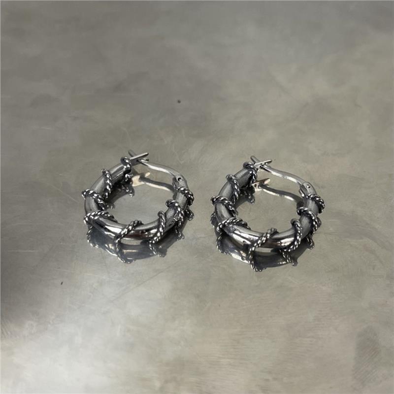 {KANA earring} Khuyên tai tròn kiểu chrome heart thép không gỉ 2