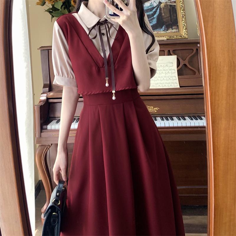 Váy Mùa Hè Cho Nữ, Phong Cách Preppy Trẻ Trung, Váy Nữ Thường Ngày Váy Dự Tiệc, Váy Phong Cách Preppy, Thiết Kế Chắp Vá, Bó Sát, Giấu Bánh, Thích Hợp Cho Váy Nữ 4