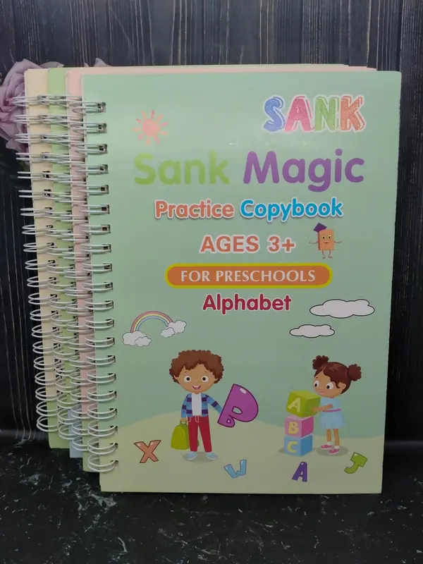 1 SET ISI 4 SANK MAGIC PRACTICE BOOK Belajar Menulis Angka Dan Huruf Anak Balita PAUD TK Buku Pen Pulpen 8