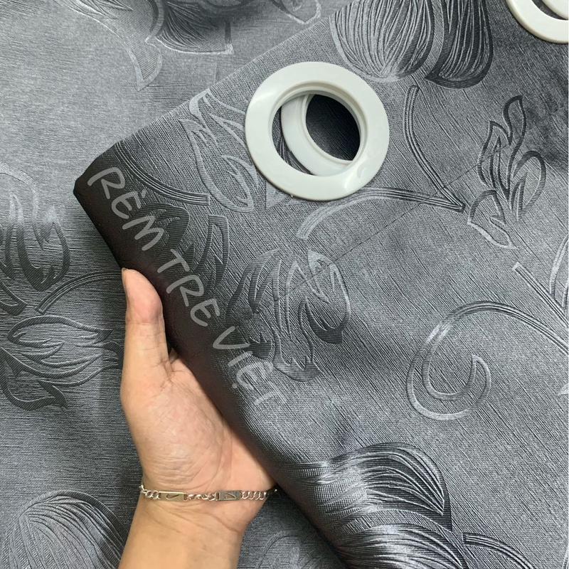 Rèm Đen Xám chống nắng cản nhiệt chất thô gấm cao cấp Rèm Tre Việt
