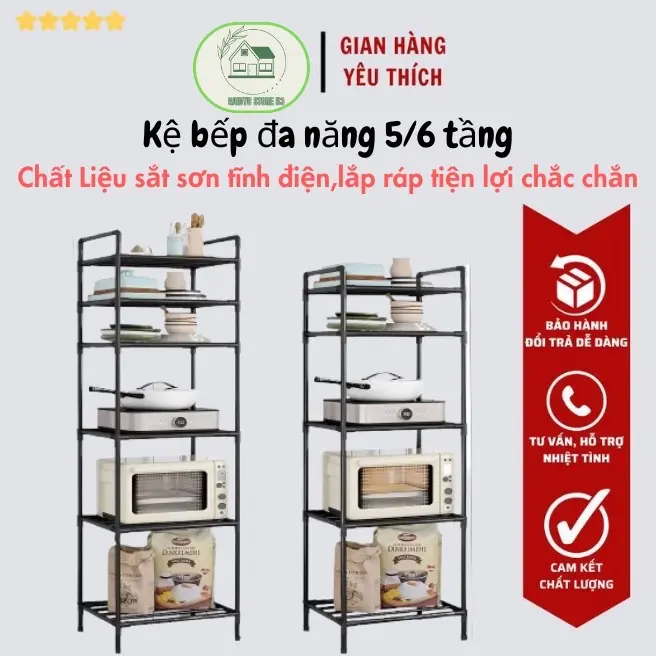 Kệ Nhà Bếp 5/6 Tầng Kệ Để Đồ Đa Năng Bằng Sắt Sơn Tĩnh Điện Lắp Ráp Đơn Giản Tiện Lợi cây  treo keg i keg i