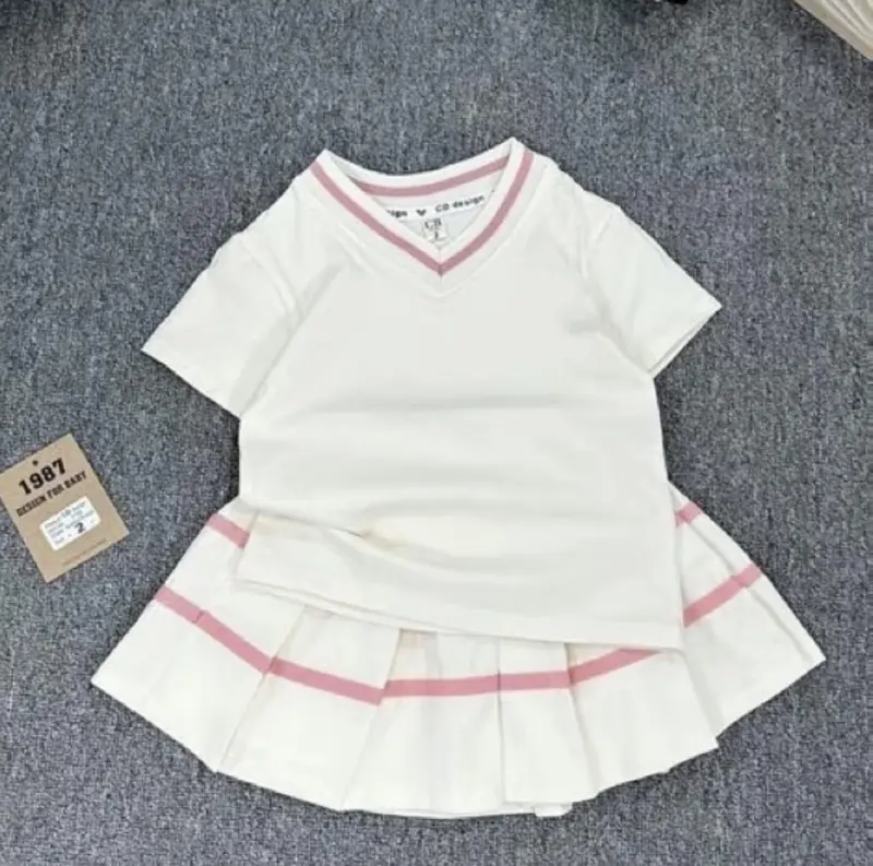 set váy ngựa cổ tim xếp li dành cho bé gai từ 9-35 kg chât liêu cotton sét  áo 2