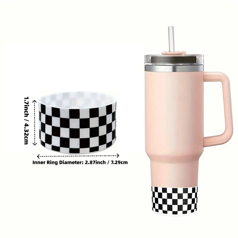 Silicone Non-slip Bottom Sleeve for 12-40oz Tumblers, 1 Count Checkerboard Pattern Sleeve Compatible with Stanley, Owala, Yeti, Simple Modern, Hydro Flask, Iron Flask, Drinkware Accessories, Bottle Not Included 1