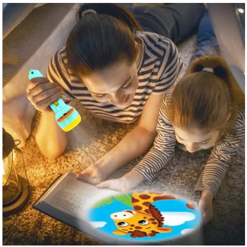 【TS168】【2025 NEW】Senter Proyektor Karakter Hewan Fun Flashlight / Mainan Proyektor Dengan 3 Piringan Gambar Mainan Edukasi Plastik 0