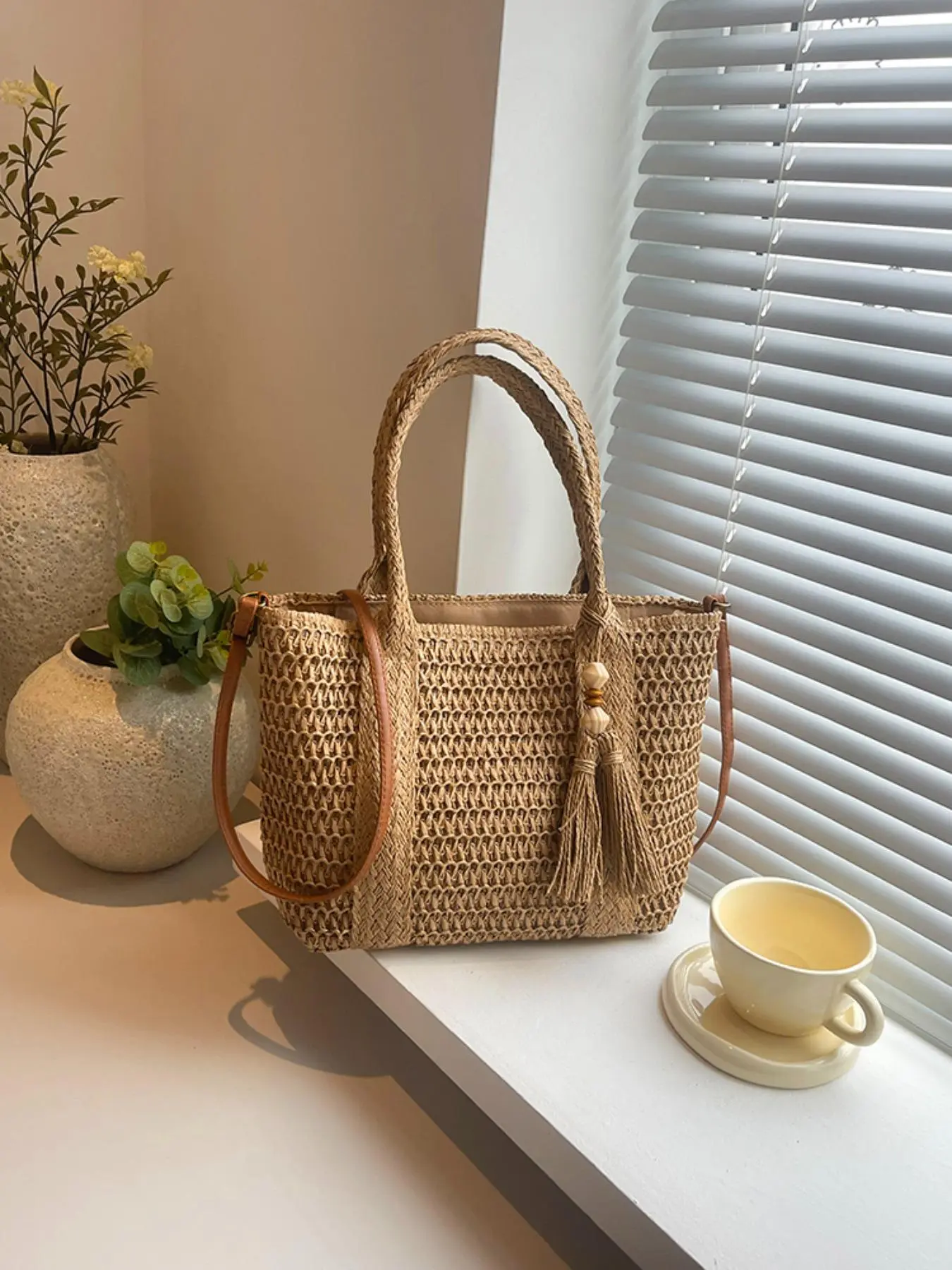 Women's Fashionable Straw Bag, Casual Versatile Shoulder Bag for Daily Used, Trendy All-match Bag for Commute, Work, Travel, Shopping