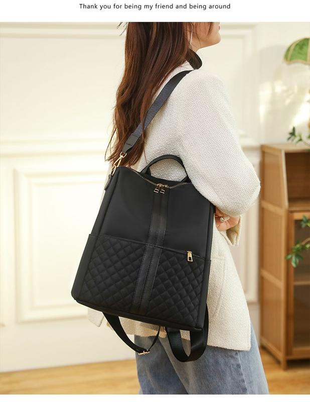 Product Introduction of 2024 New Black Mummy Bag Maternal and Child Ultra-Light Quilted Embroidery Thread Large Capacity Multi-Functional Fashion Mummy Bag 14