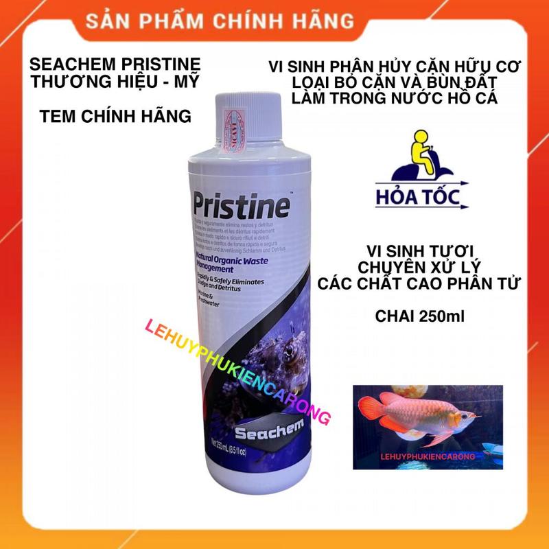  SEACHEM PRISTINE Vi Sinh Tươi USA Xử Lý hữu Cơ Bọt Váng Cho Hồ Cá Bể Thủy Sinh Chai 250ml Có Tem Chính Hãng 