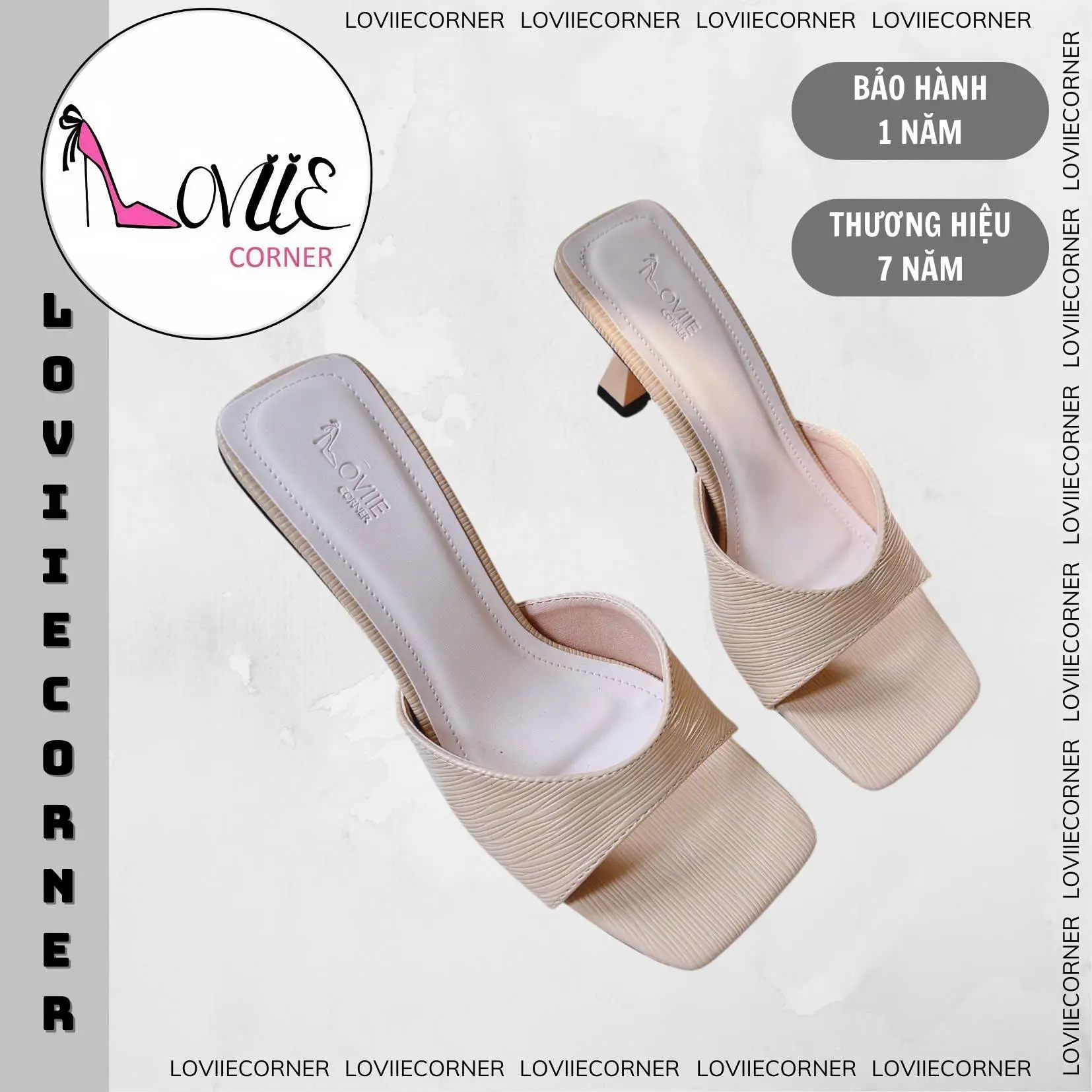 LOVIIECORNER- GIÀY CAO GÓT GUỐC MŨI VUÔNG - GIÀY THỜI TRANG CÁ TÍNH GÓT LOE - GUỐC NỮ QUAI NGANG THỜI TRANG SANG CHẢNH 7CM- DD250367 dép  cao  gót  10  phân