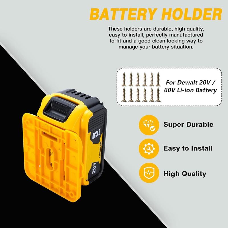 Battery Holder Mount with Screws, Battery Holder, Power Tool Accessories for Dewalt 18V 20V 60V Battery, DCB200 DCB203 DCB205 DCB206 Batteries 3