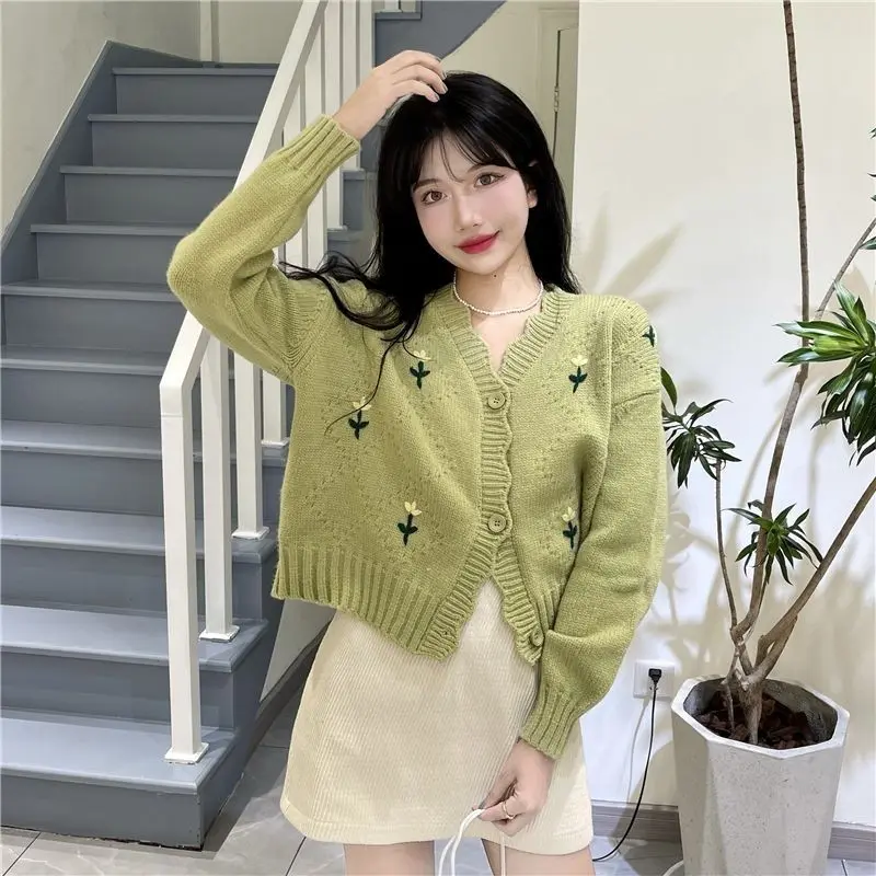 KARLEY Cardigan Rajut Korea Jaket Rajut Wanita Causal Style Sweater Cardigan Rajut Lengan Panjang 2