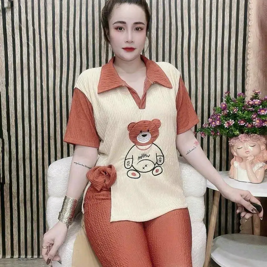 Set bộ quần lửng trên gối  40-65kg chất thun xốp nhật co giản nhẹ mềm mịn.m Nữ