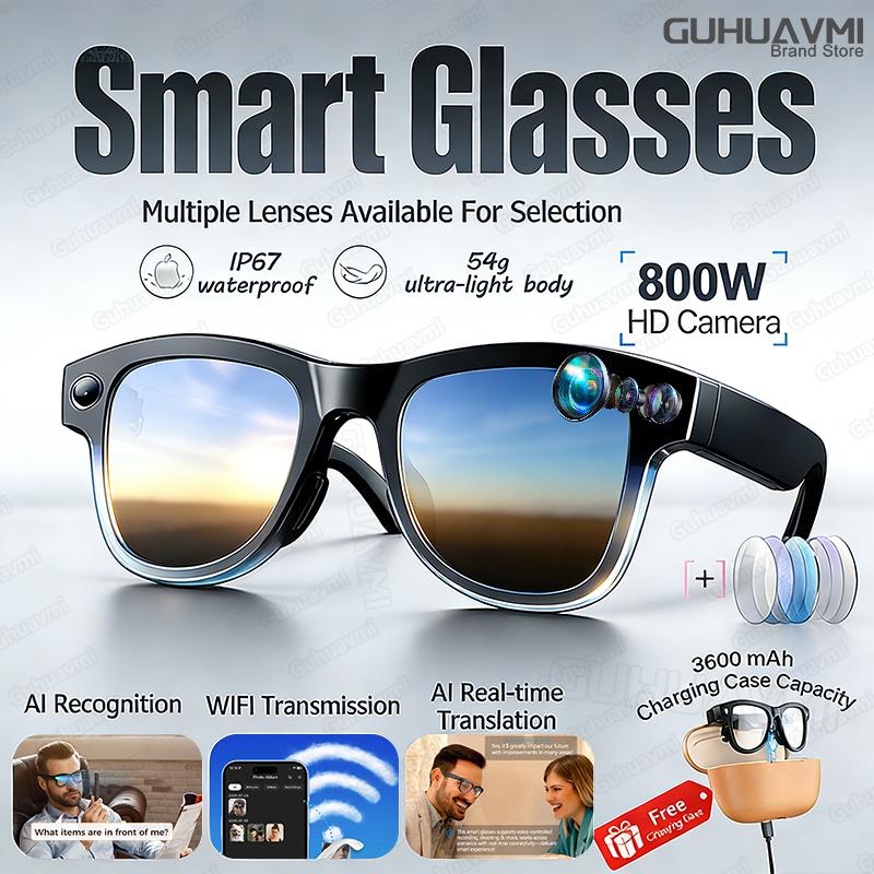 2026 New 4K HD AI Smart Glasses Men 800W Pixel Camera Bluetooth Call 4GB WIFI Transmission 3600mAh Battery Smart Glasses Women