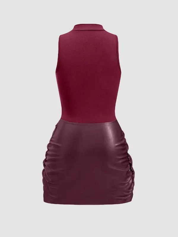 Women's Solid Ruched Knot Front Dress, Fashion Casual Sleeveless Dress for Daily Outdoor Wear, Ladies Clothes for All Seasons, Dresses, Womenswear 3