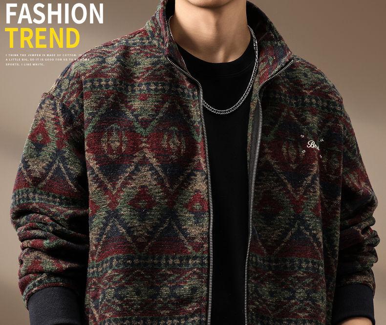 Product Introduction of High-end Ethnic Style Wool Knit Jacket for Men, Autumn Loose Fit, Large Size 560g Heavy Retro Cardigan Sweater Trendy Pedal 28