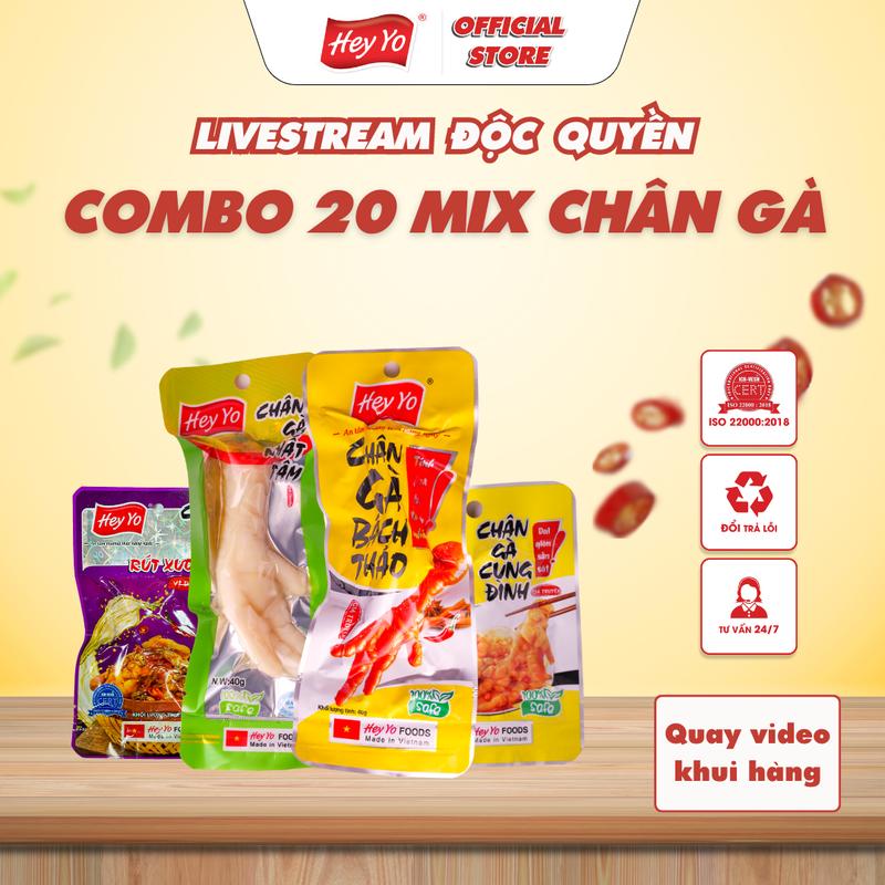 [ Quà tặng trong Live ] Chân gà cay Hey Yo combo 20 Bách Thảo Nhất Tâm Cung Đình Dưa Chua dai giòn hấp dẫn