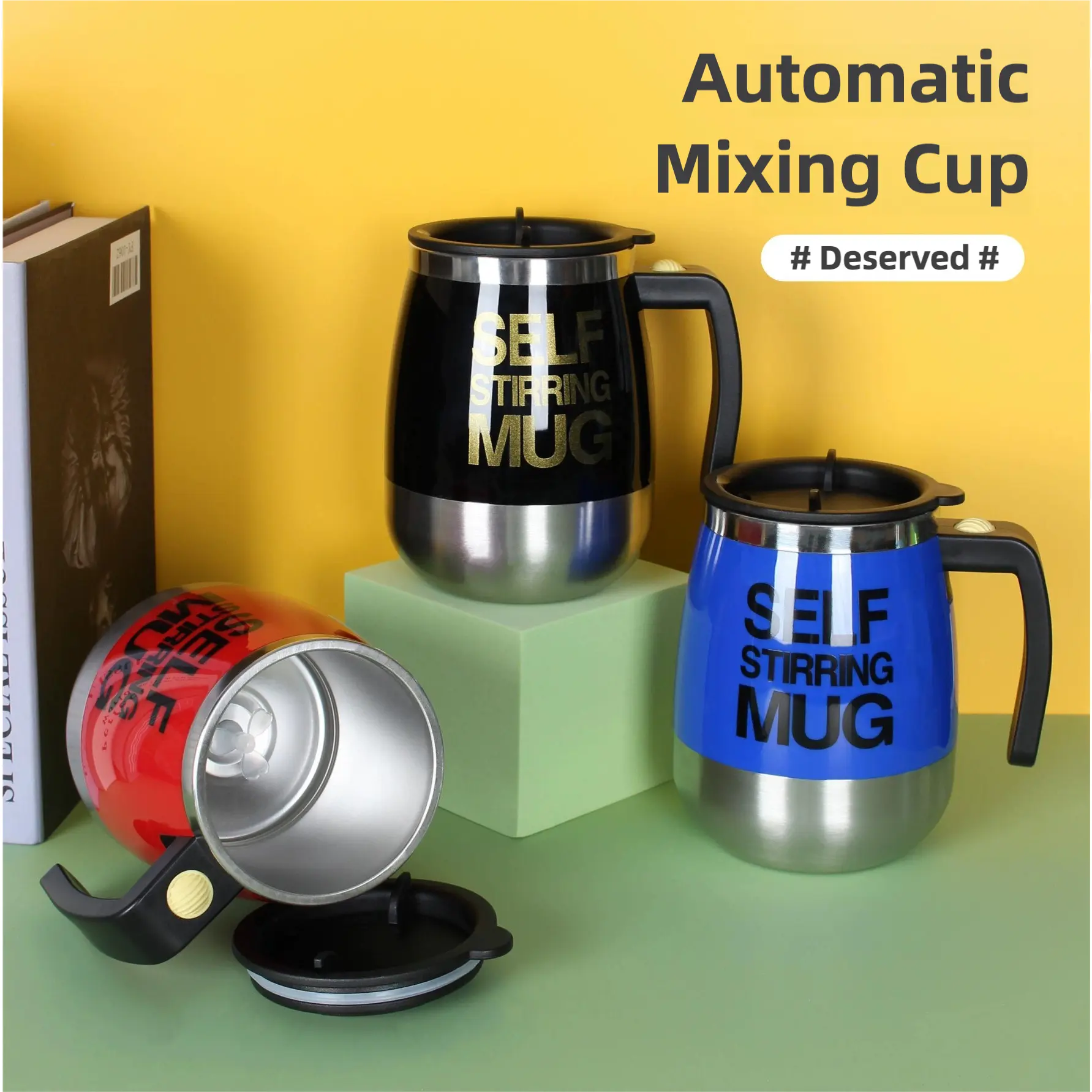Automatic mixing cup Stainless steel lazy couple cup Portable coffee cup Milk cup