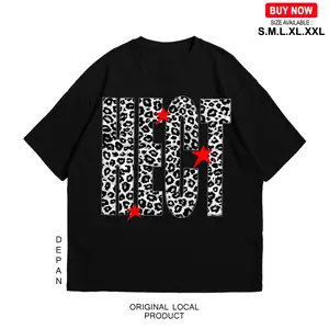 Hectic - T-shirt kaos katun Boxy fit - Hitam - Leopard