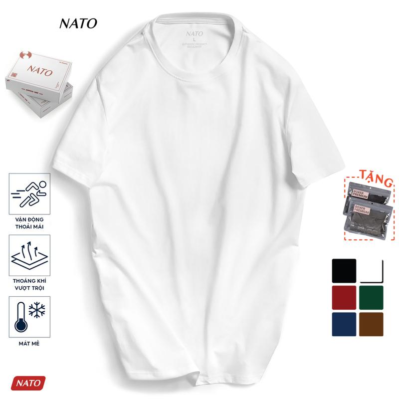 Áo Thun Cổ Tròn Nam COTON Vải Cotton Cao Cấp Đẹp Áo Phông Tay Ngắn Coton Màu Trắng Đen Đỏ Xanh Navy Hồng Co Giãn Mát Trơn Họa Tiết NATO Menswear