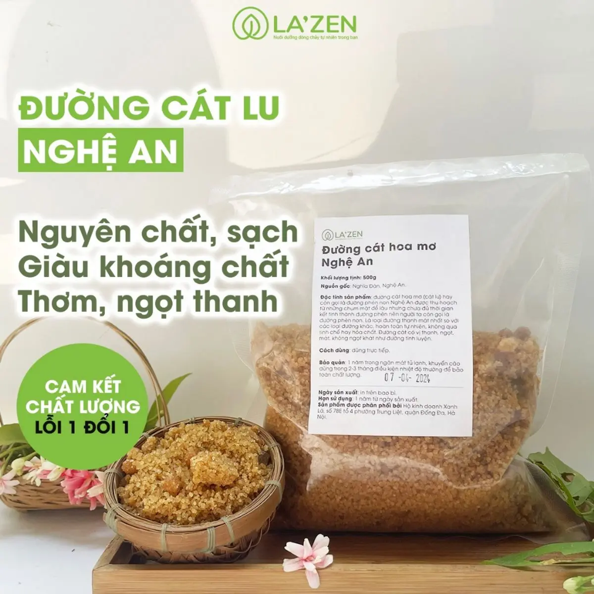 Đường cát lu 250gr/500gr kết tinh tự nhiên từ mật mía Nghệ An vị ngọt thanh mát không hóa chất