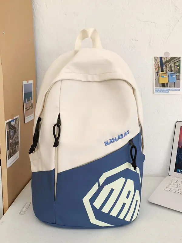 Fashionable Colorblock Backpack, Large Capacity Casual Backpack for Men & Women, Trendy Versatile Student School Bag for Daily Use 5