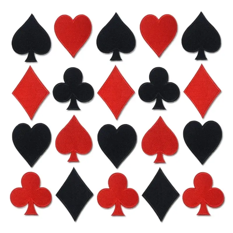 Miếng Dán Thêu Thẻ Poker, Bộ 8 Chiếc, Hình Đuôi Dấu Bài, Miếng Dán Quần Áo Poker, Miếng Dán Sắt Tự Làm, Miếng Dán Trái Tim Màu Đỏ, Miếng Dán Nhiệt Nhiệt Thủ Công, Thích Hợp Cho Phục Hồi Quần Áo 1