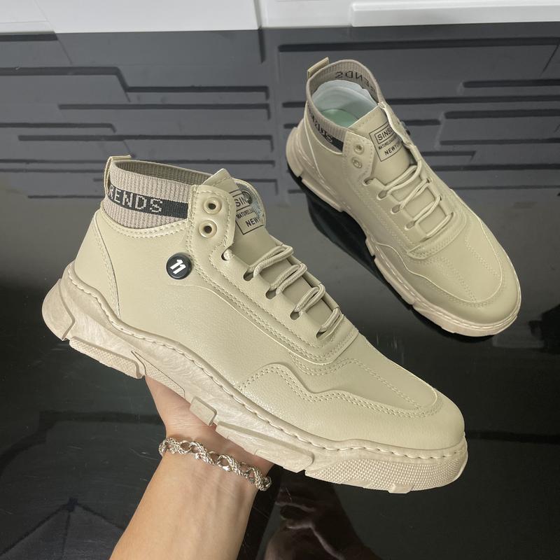 Giày nam - Giày sneaker da cao cổ CC17 Shoes  Đế Bằng