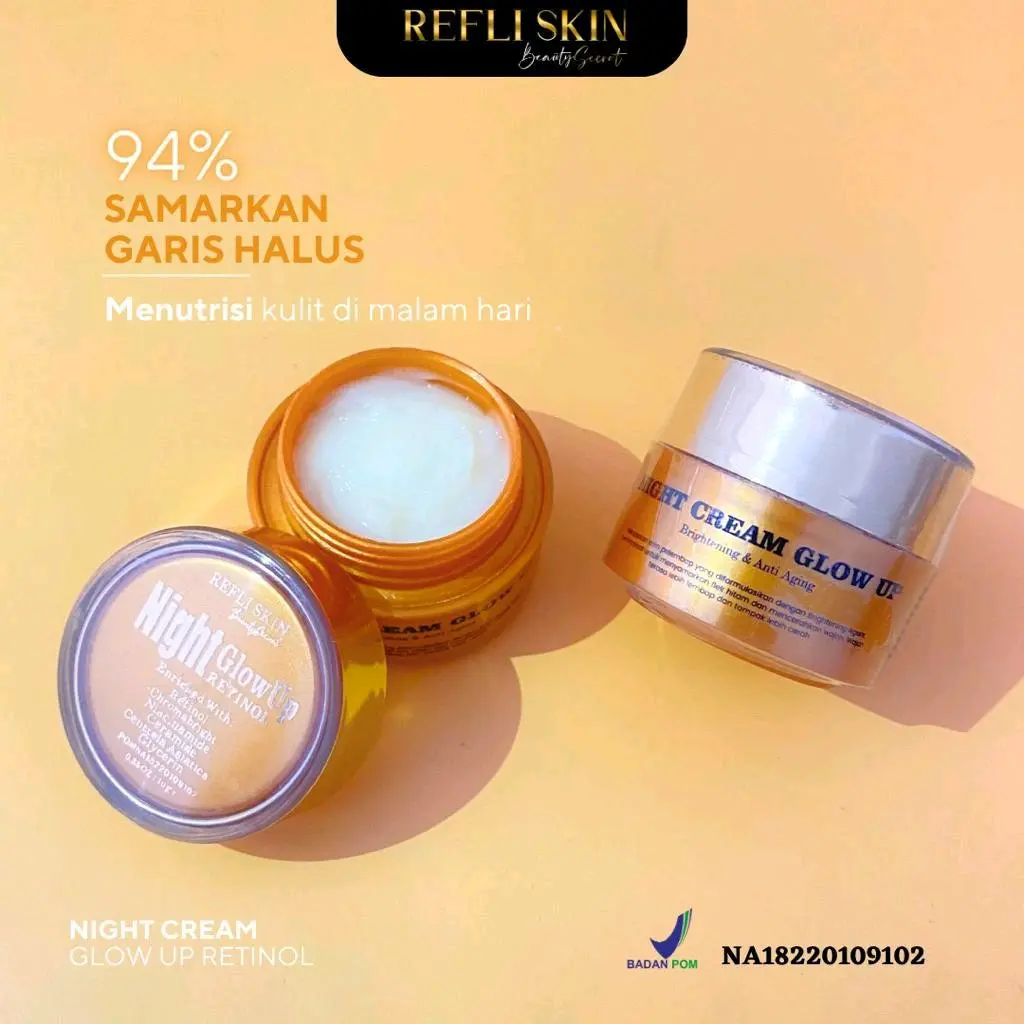 NIGHT CREAM GLOW UP RETINOL REFLISKIN Semua Jenis Kulit