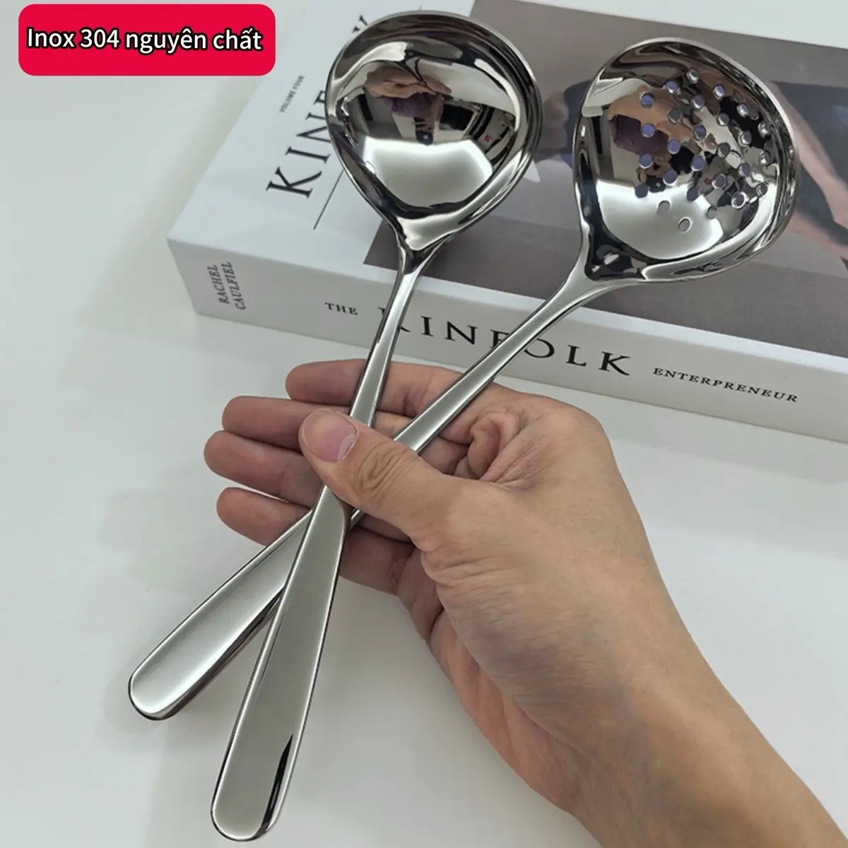 ( Loại xịn) Môi múc canh inox 304 ( vá múc canh, ăn lẩu) môi múc canh loại cao cấp, sang trọng