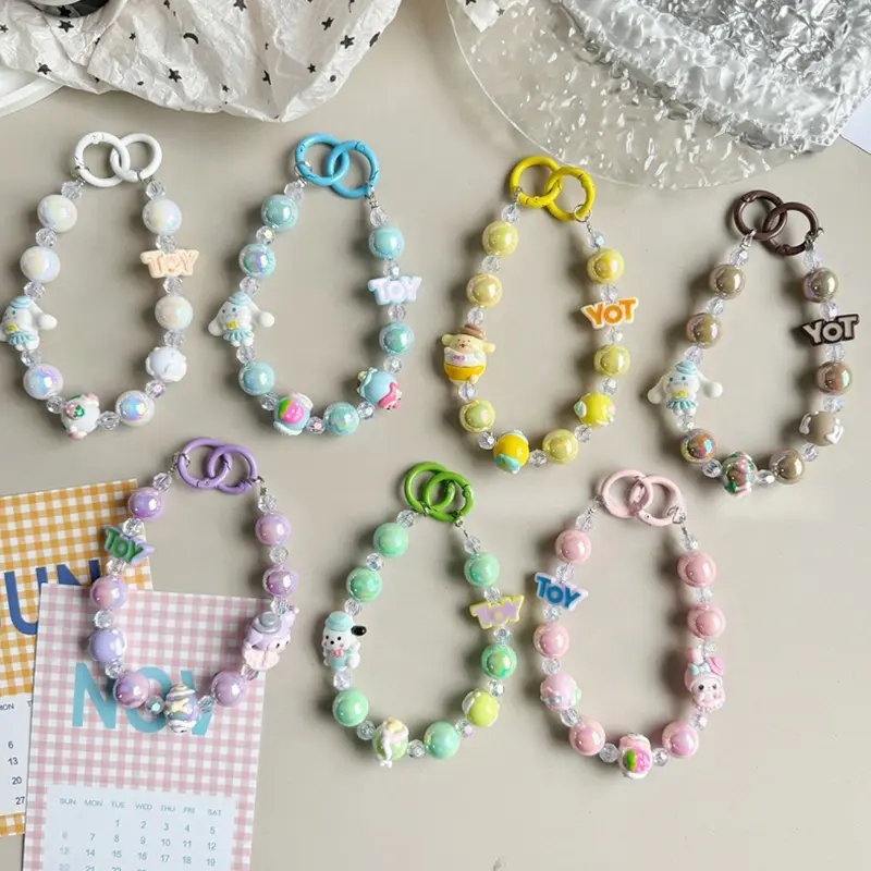 จี้โทรศัพท์, ลูกปัด Hello Kitty, Kuromi, Melody, พวงกุญแจ, สายรัดข้อมือ, ตกแต่งกระเป๋า, พวงกุญแจรถ, พร้อมการ์ด