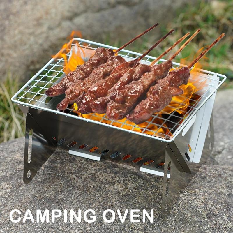 Product Introduction of 1pcs Camping Mini Folding BBQ Grill Charcoal Stove Ventilation Outdoor Oven Portable 47