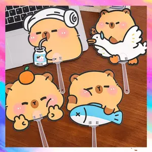 Kipas Tangan Aesthetic Cartoon Korean Style Karakter Lucu Capybara Sapi Rabbit Cat Panda - GF0583