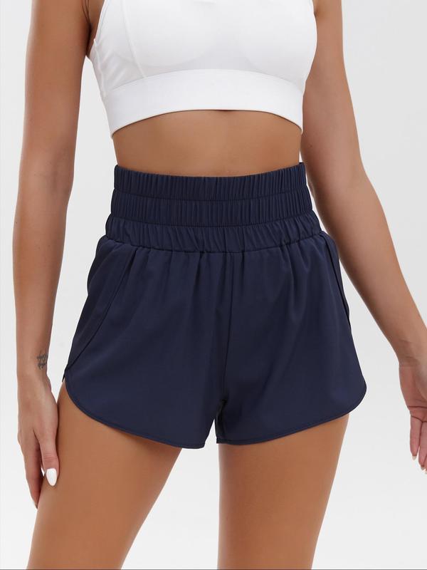 Women's Basic Plain Wrap High Waist Shorts, Summer Clothes Women, Lady Casual Comfort Elastic Waist Track Shorts for Gym Workout Running, Lady's Bottoms, Micro Shorts, Going Out Bottoms, Activewear, Athletic Shorts 3