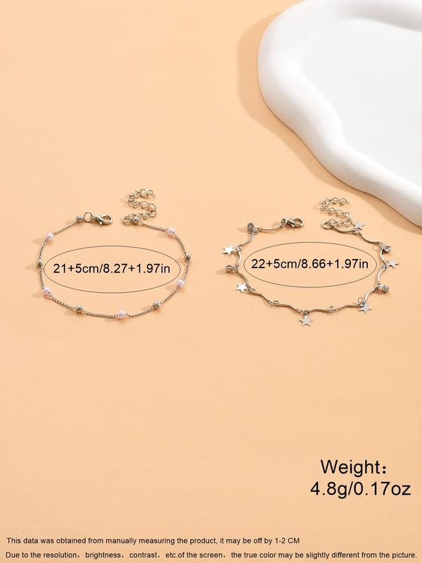 Summer 2024 Elegant Star & Beaded Anklets, Trendy All-match & Exquisite Jewelry for Beach Party & Vacation, Casual Anklet for Party, Daily Clothing Decor 5