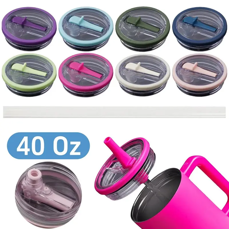 40oz Tumbler Flip Straw Lid Replacement Fit For Cup Leak-Proof Spray Proof Tumbler Top Replacement Reusable Tumbler Cover