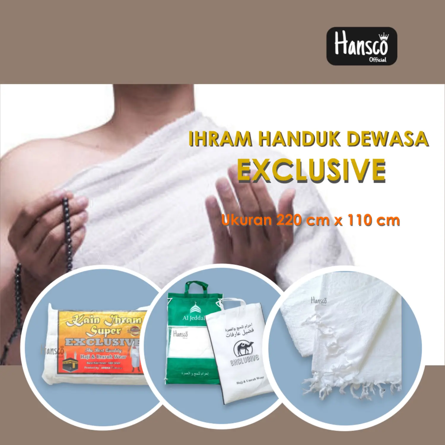 Kain Ihram Pria Dewasa Exclusive Perlengkapan Haji dan Umroh