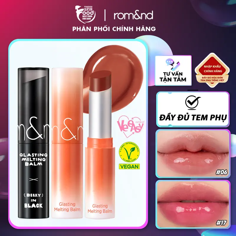 [NEW][INAPSQUARE][VE-EASY] Son Dưỡng Dạng Thỏi Trang Điểm Có Màu Thuần Chay Romand Glasting Melting Balm 3.5g Cosmetic Mỹ Phẩm Son Môi 0
