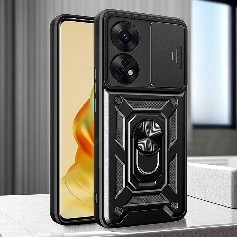 Ring Holder Phone Case For OPPO Reno 8T 5G Armor Shockproof Casing Camera Slider Protection Cover A1 Pro PHQ110 CPH2481 CPH2505