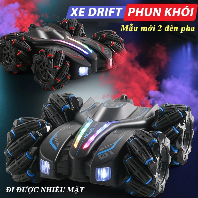 Xe điều khiển từ xa Phun khói kép cỡ lớn Stunt, đi được nhiều mặt, nhào lộn 360 đèn led hành trình, đèn pha chạy đêm, pin sạc. Đồ chơi xe oto điều khiển từ xa cho bé