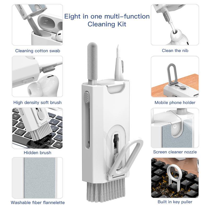 8-in-1 Multifunctional Cleaning Kit, Portable Phone & Keyboard Cleaning Tool, Phone Holder Cleaning Brush 4