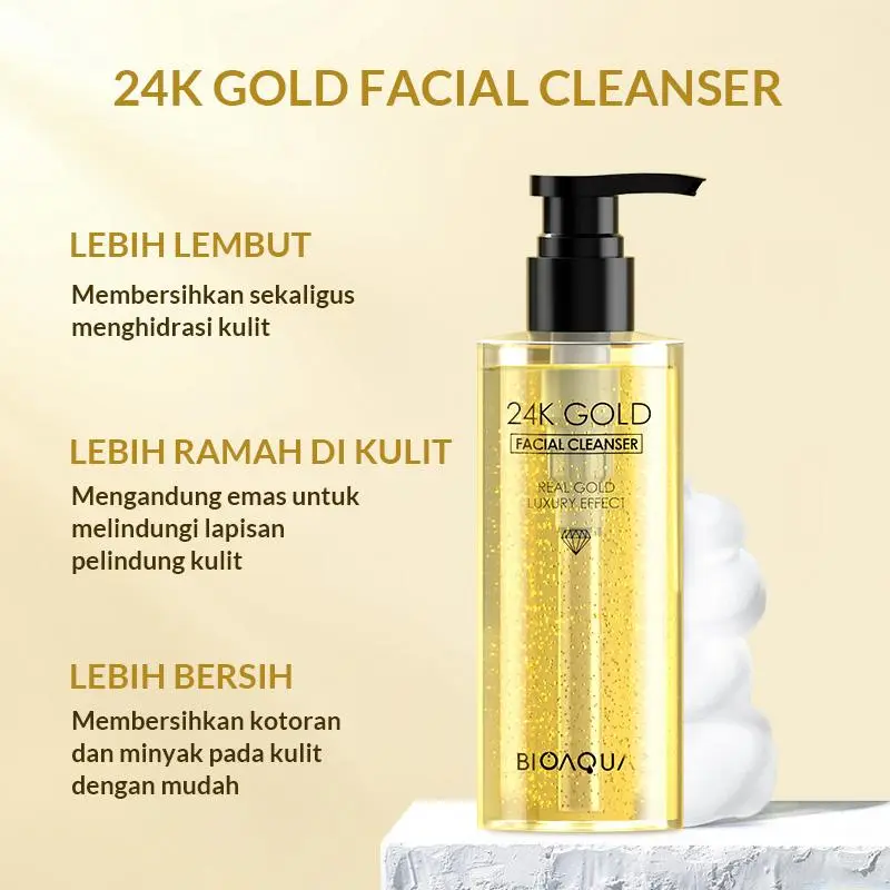 【24K Series】【BPOM】Bioaqua 24K Gold Skin Care Facial Cleanser 200ml / Toner 300ml / Serum 50ml / Cream 50g / Lip Mask 60g 2