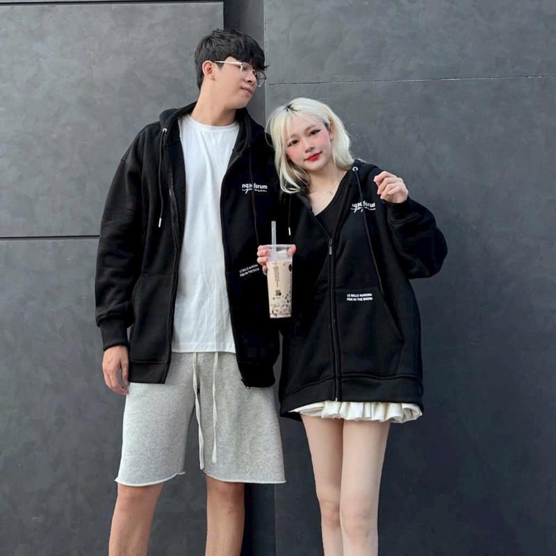 Áo Khoác Nỉ Hoodie Zip In Chữ Kí NQ30f.ORUM Form Rộng Nam Nữ Unisex Top Jacket Women 4